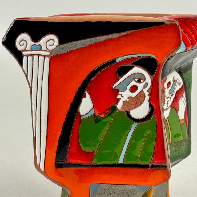 Ceramic Katya Apekina Enameled Ceramic Art Sculpture With Figures in Windows, Circa 1990s For Sale - Image 7 of 10