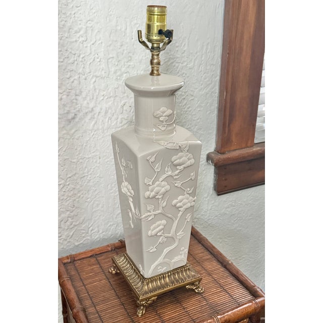 Hollywood Regency Mid 20th Century Hollywood Regency Blanc De Chine Table Lamp For Sale - Image 3 of 8