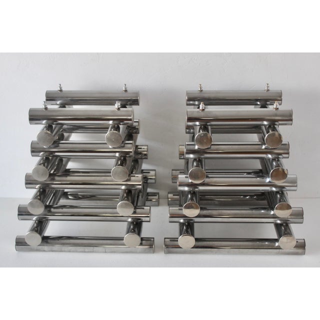 1970s Paul Mayen Style Chrome Tubular Stacked Side Tables Vintage-a Pair For Sale - Image 5 of 17