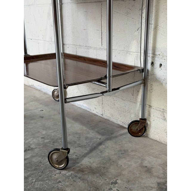 Two-Tier Rosewood Foldable Bar Cart German Mid-Century Modern 1970s For Sale - Image 9 of 10