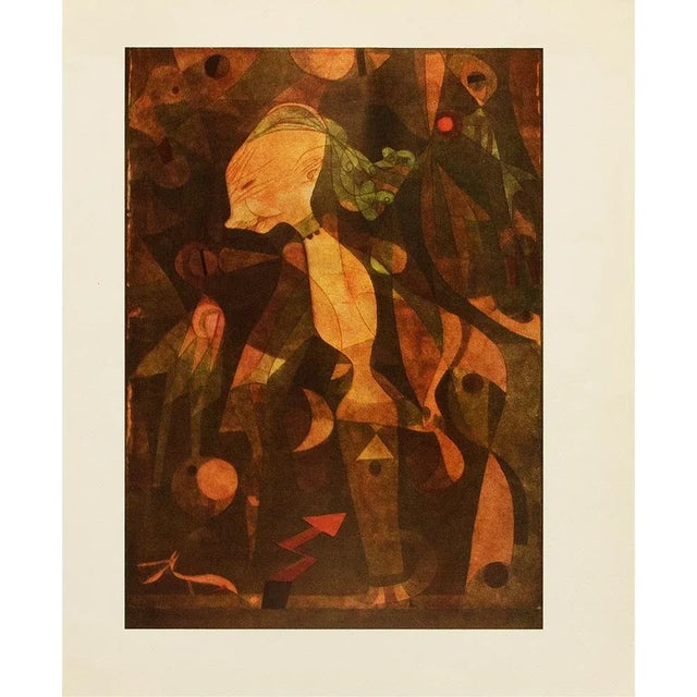 A lovely full color print after watercolor painting "Adventure of a Young Girl" by Paul Klee. Comes from a rare art folio...