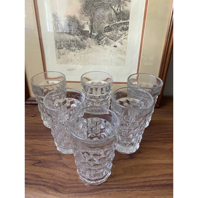 Mid-Century Modern Fostoria Set of 6 Glasses Condition: great pre-owned. Heavy/thick glass. Dimensions: 5 1/4’x3’x2.5’