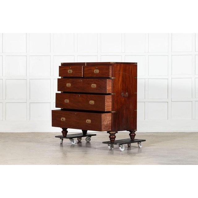 English Mahogany Campaign Chest Drawers, 19th Century For Sale - Image 4 of 12