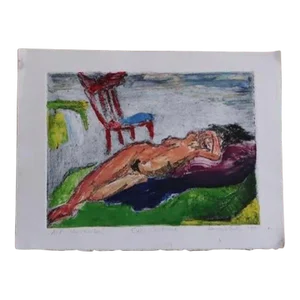 1990 James D. Curtis Etching Titled "Eyes Covered"