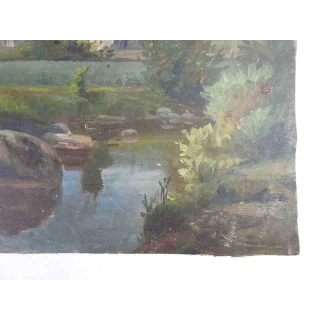 Vintage Early 20th Century European Farm Landscape Painting For Sale - Image 4 of 8