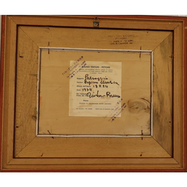 Gold Bruno Tintori, Landscape, 1974, Oil & Plywood & Wood & Canvas, Framed For Sale - Image 8 of 11