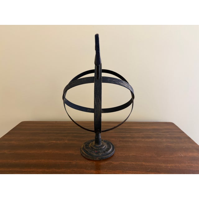 Bronze Late 20th Century Bronze Iron Armillary Globe Sculpture – Traditional Landscape & Garden Decor For Sale - Image 8 of 10