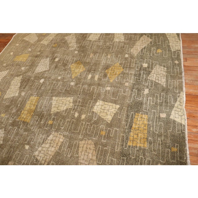 Mid 20th Century Zabihi Collection Turkish Zeki Muren Deco Square Rug For Sale - Image 9 of 12