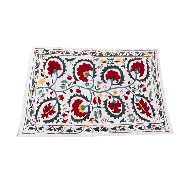 Boho Chic Handmade Suzani Fabric Tapestry, 1980s For Sale - Image 3 of 6