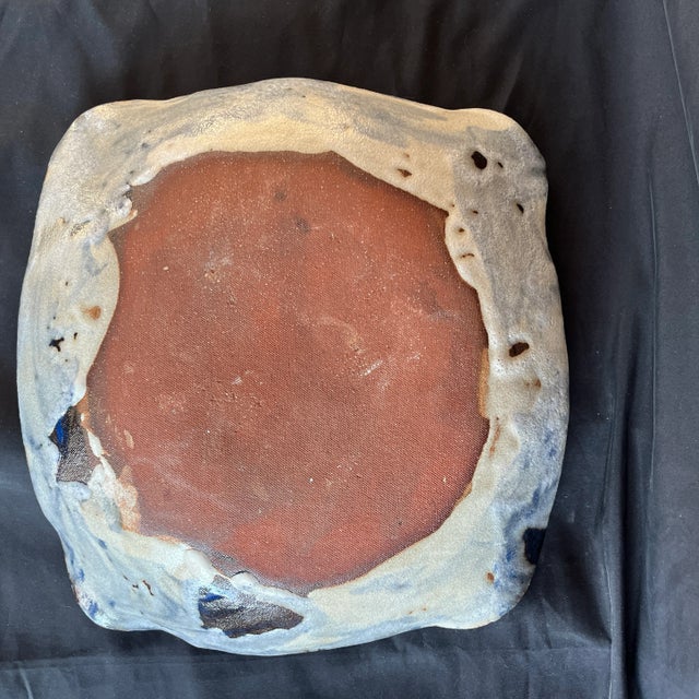Vintage Studio Pottery Square Blue Glazed Shallow Bowl For Sale - Image 4 of 5