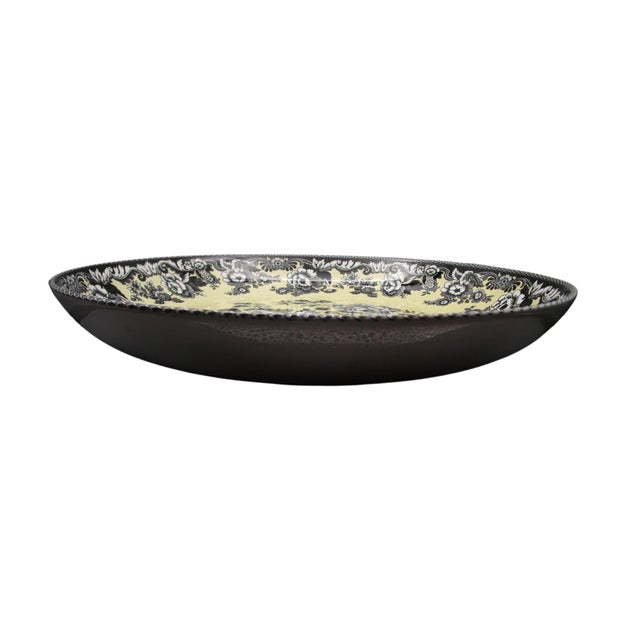Shabby Chic Spode Archive Collection British Flowers Rosa Pasta Serving Bowl Black Yellow Floral Made in England Vintage 2007 For Sale - Image 3 of 7