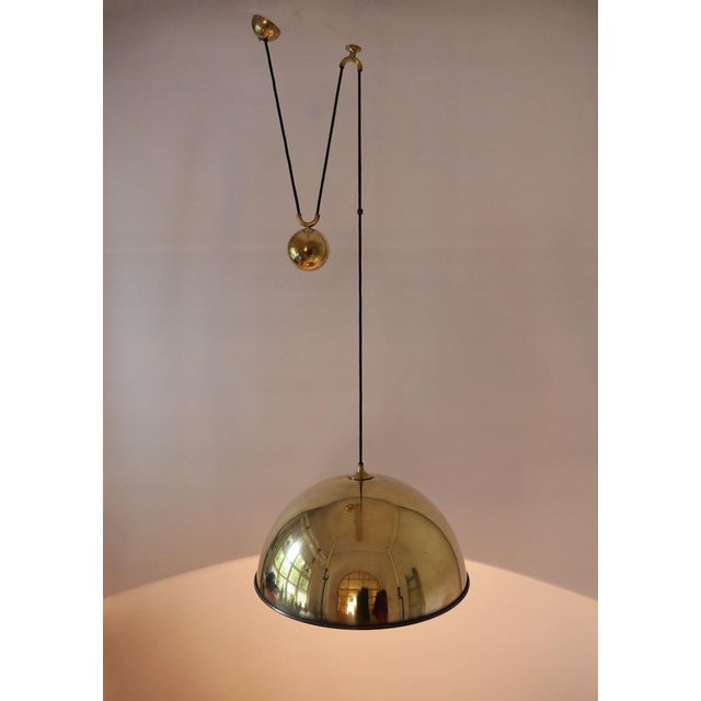 Height-Adjustable Pendant Light in Brass by Florian Schulz for Florian Schulz Gmbh, Germany, 1970s For Sale - Image 4 of 16