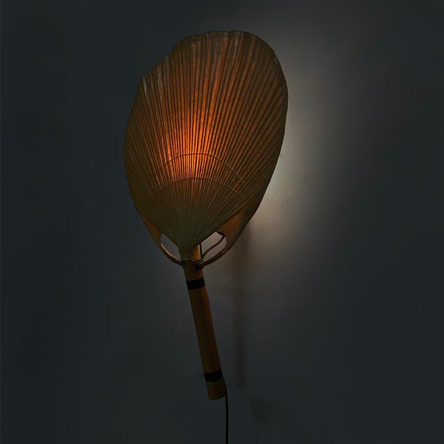 1970s Italian Modern Wall Lamp Uchiwa attributed to Ingo Maurer for M-Design, 1970s, Set of 2 For Sale - Image 5 of 13