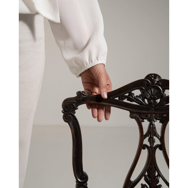 Cream Pair of Victorian Carved Chairs with Upholstered Seats, Antique, United Kingdom, 19th Century For Sale - Image 8 of 15