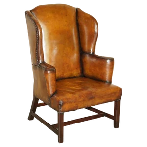 George II Brown Leather Wingback Armchair, 1760s