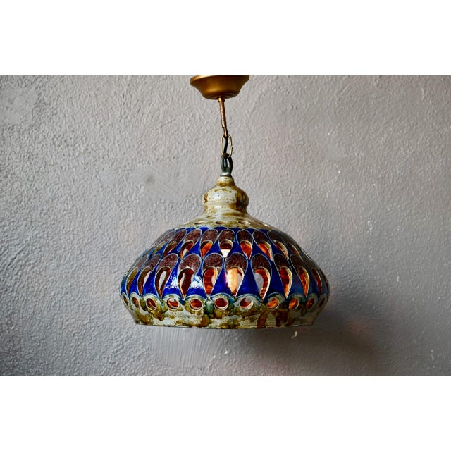 Large Brutalist Style Ceramic Sandstone Chandelier, 1970s For Sale - Image 15 of 15