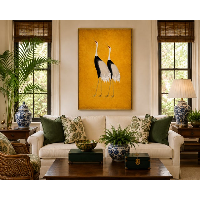 Gold Golden Crane Portrait I, Japanese Crane Wall Art, Gold Bird Print, 24" X 36" For Sale - Image 8 of 11
