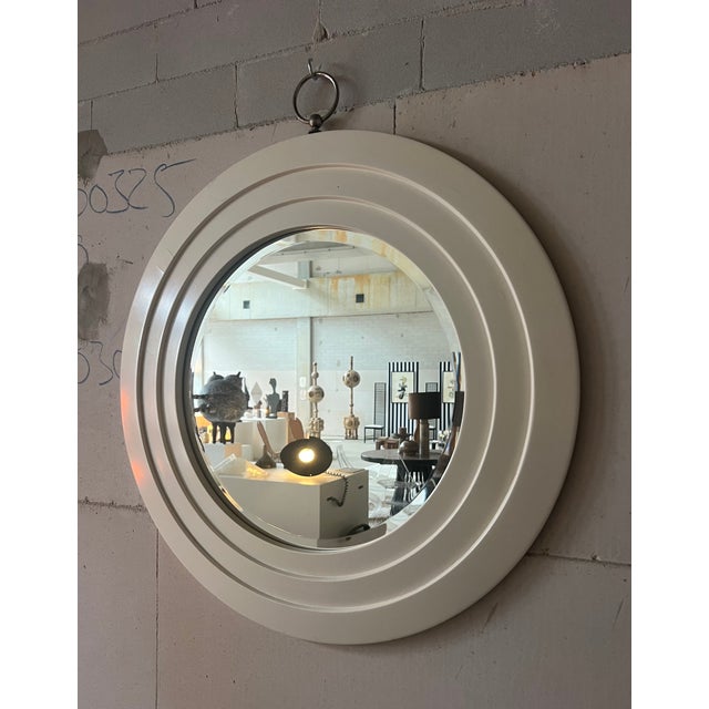 Mid-Century Modern Italian Round Mirror with Sculptural Concentric Frame For Sale - Image 3 of 8
