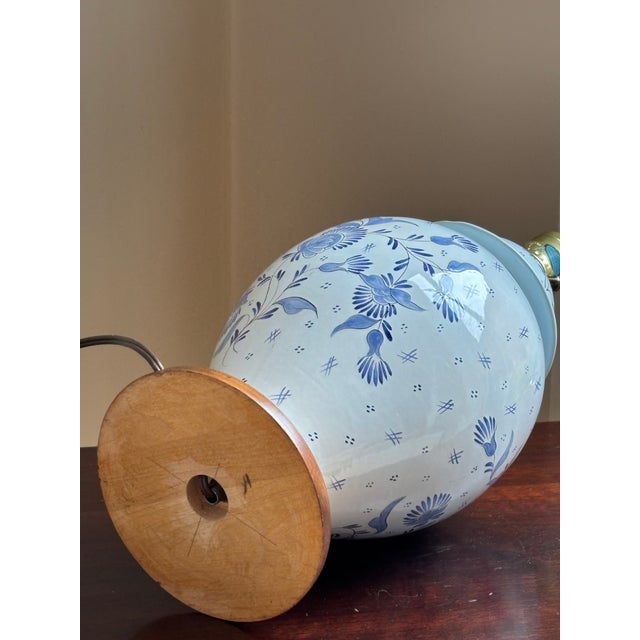 Vintage Rustic European Faience Style Ginger Jar Table Lamp For Sale - Image 16 of 18