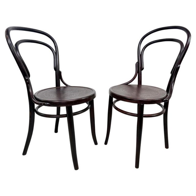 Art Nouveau Bentwood No. 14 Chairs from Gebrüder Thonet, 1930s, Set of 2 For Sale - Image 11 of 11
