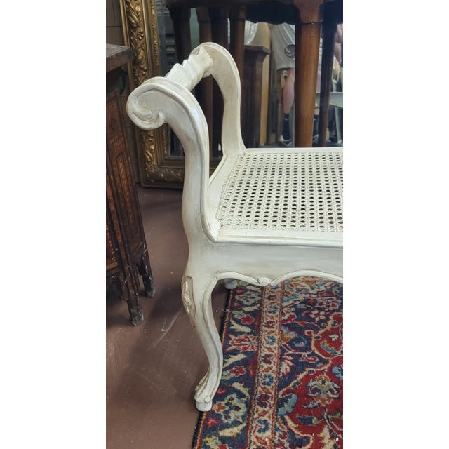 1990s Vintage Cane Seat Window Bench For Sale - Image 5 of 10