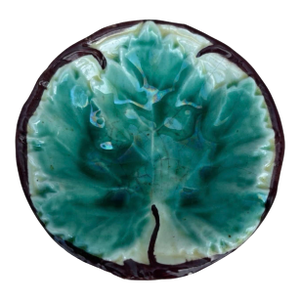 German Majolica Leaf Butter Pat Circa 1900