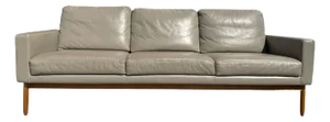 Design Within Reach Raleigh Three Seater Taupe Leather Sofa By Jeffrey Bernett