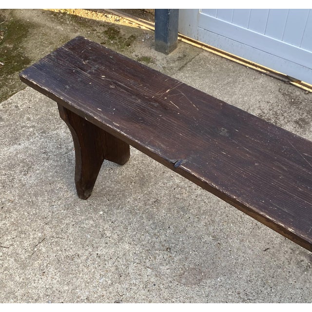 1950s Rustic Wood Farmhouse Bench, 1950s For Sale - Image 5 of 17