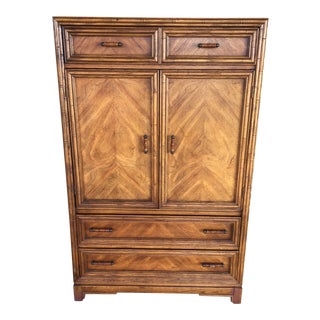 Century Chair Company Faux Bamboo Armoire - Wardrobe Cabinet For Sale