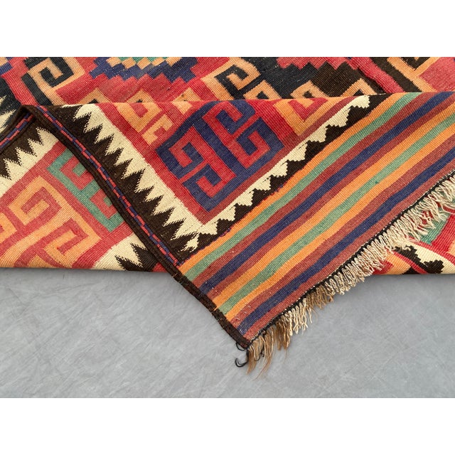 Ivory Maimana Kilim Area Rug, Handwoven Wool, 6x10, Brick & Ivory For Sale - Image 8 of 10