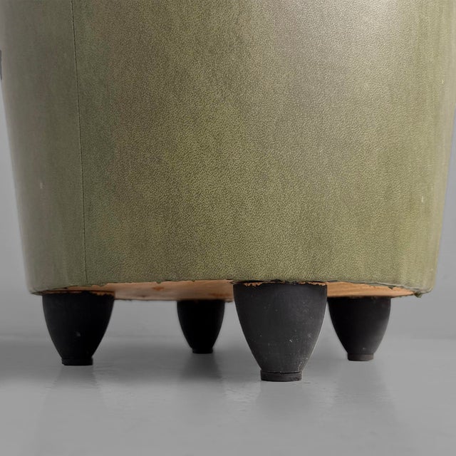 Italian Modern Green Faux Leather Pouf, 1970s, Set of 3 For Sale - Image 9 of 18