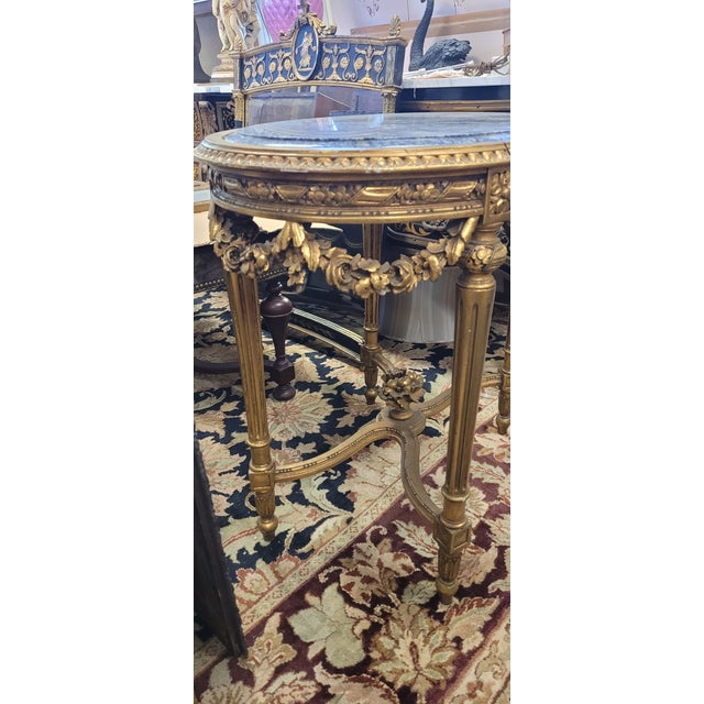 Wood Early 20th Century Beautiful Gilt Wood and Marble French Table For Sale - Image 7 of 13