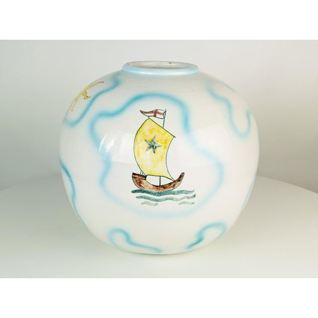 Blue Large Hand-Painted Vase from Soesco Albisola, Italy, 1940s For Sale - Image 8 of 12