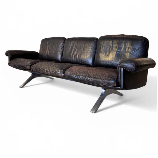 DS-31 3-Seater Sofa in Brown Leather on Cantilever Legs from de Sede, Switzerland, 1970s For Sale - Image 9 of 9