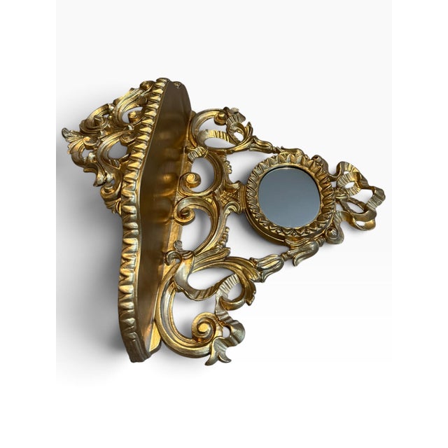 Hollywood Regency Vintage Euromarchi Italian Gilt Wall Shelf | Ornate Florentine Hollywood Regency For Sale - Image 3 of 6