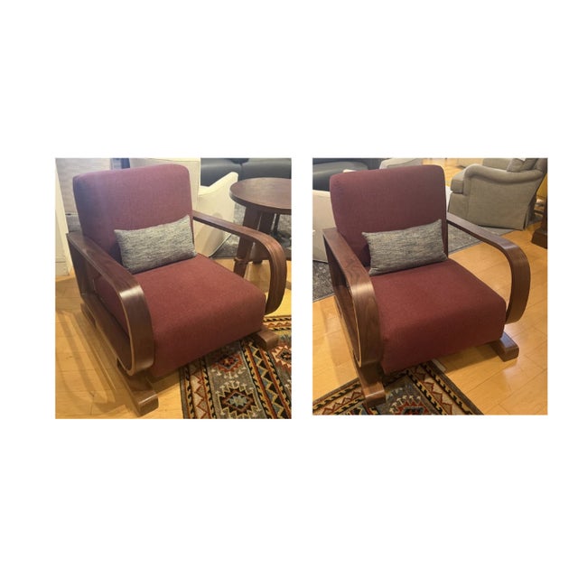 This chair features a mid-century modern-inspired design with a warm, sculptural feel. The generously upholstered seat and...
