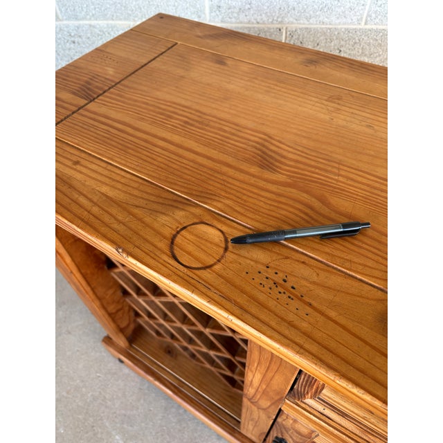 Mid 20th Century Rustic Knotty Pine Drop Leaf Bar W/Wine Rack For Sale - Image 14 of 18