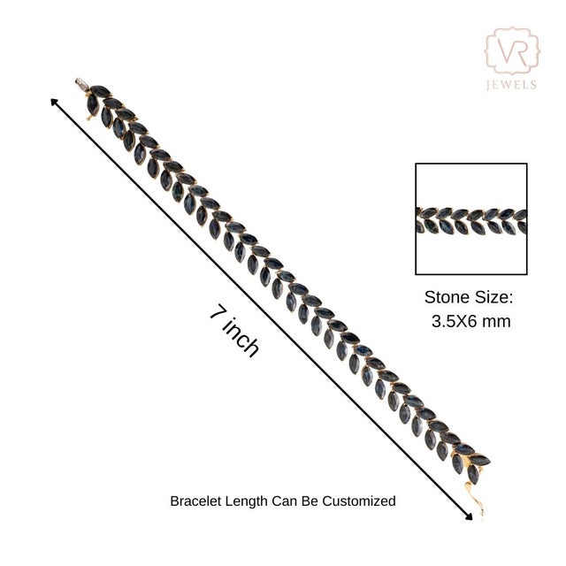 Early 20th Century 29.19 Ct Blue Sapphire Marquise Link Bracelet in 14k Yellow Gold For Sale - Image 9 of 14