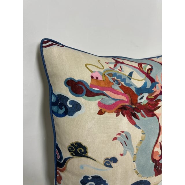 Asian Carleton V Dragon in Lapiz Berry Pillow For Sale - Image 3 of 7