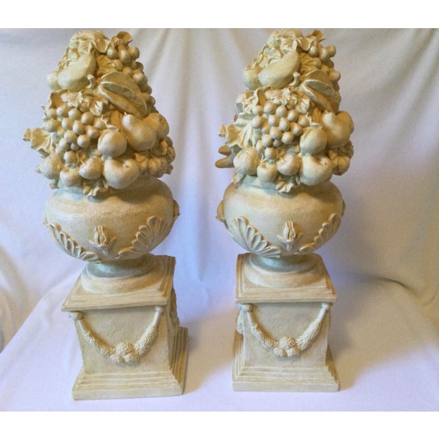 Vintage French Anduze Style Vases With Fruit Sculptures/Topiary, a Pair For Sale - Image 6 of 18