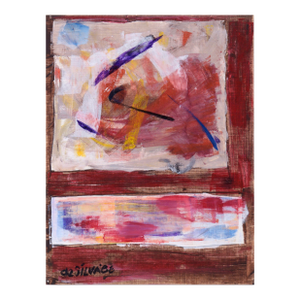 Blocks of Color on a Red Field in Acrylic on Textured Paper by Blocks of Color on a Red Field in Acrylic on Textured Paper