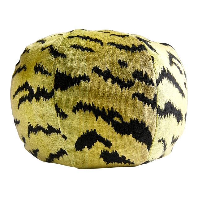 The House of Scalamandré Tigre Sphere Pillow, Greens & Black For Sale
