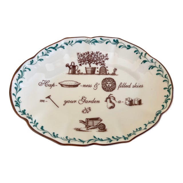 Vintage Mottahedeh Portugal Porcelain Garden Rebus Catchall Dish For Sale