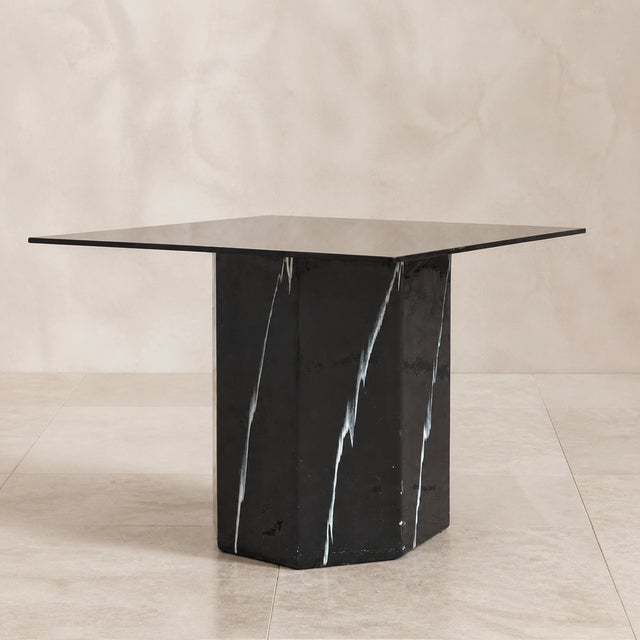 Postmodern Faux Marble Pedestal Side Table – Ceramic & Glass, 1980s, Mid-Century For Sale - Image 14 of 17