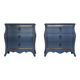 Mid Century Blue Nightstands, a Pair For Sale