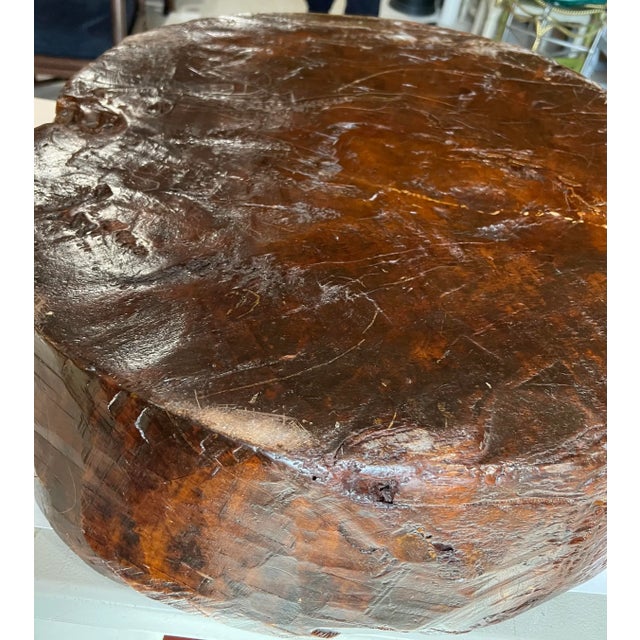 Ancient Carved Wood Bowl From China For Sale - Image 4 of 10