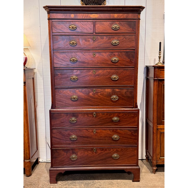 Brown Late 18th Century George III Inlaid Mahogany Chest For Sale - Image 8 of 12