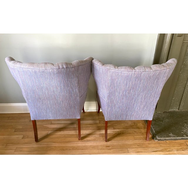 1960s 1960s-70s Grey-Blue Channel Tuft Armchairs W/ Nailhead Detail For Sale - Image 5 of 5