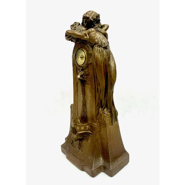 Large French Art Nouveau No 112 Fontaine De Labour Table Clock in Plaster from Lb Deposee, 1890s For Sale - Image 5 of 15