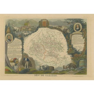 Antique Map of the Department of Ariège For Sale